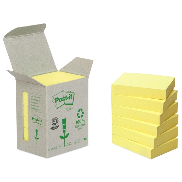 3M Post-it notes recyclées 38 x 51 mm (6 pièces) - jaune 201382 - 1