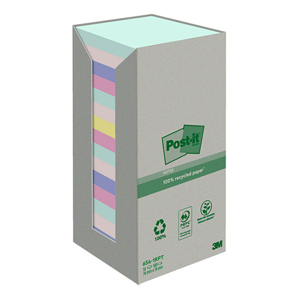 3M Post-it notes recyclées colorées 76 x 76 mm (16 pièces) 201392 - 1