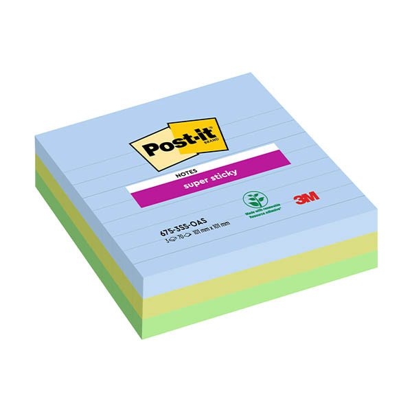 3M Post-it super sticky notes lignées Oasis 101 x 101 mm (3 pièces) 425634 - 1