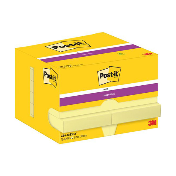 3M Post-it super sticky notes repositionnables super collantes 51 x 76 mm (12 pièces) - jaune 201027 - 1