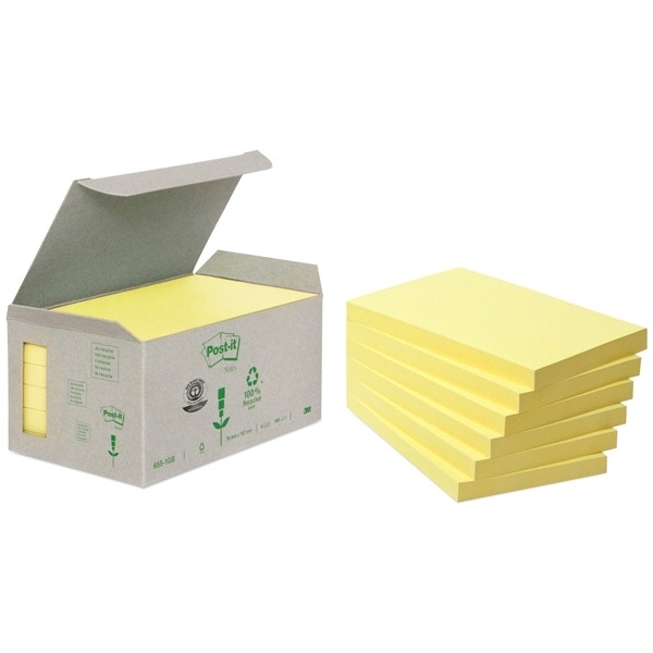 3M Post-it tour de mini-notes recyclées 76 x 127 mm (pack de 6) - jaune 201394 - 1