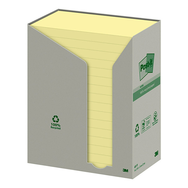 3M Post-it tour de notes recyclées 76 x 127 mm (pack de 16) - jaune 201396 - 1