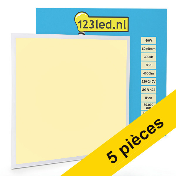 Aanbieding: 5x Led paneel 60x60 cm | 3000K | Warm Wit | 4000 lumen | 40W  LDR08653 - 1