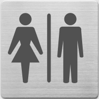 Alco pictogramme toilettes femmes / hommes en acier inoxydable (9 x 9 cm) 219063