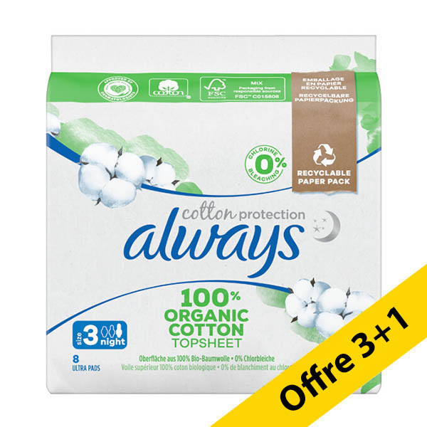 Offre : 4x Always Cotton Protection Night serviette hygiènique (8 pièces) SAL01177 - 1