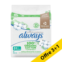 Offre : 4x Always Cotton Protection serviette hygiènique taille 1 normal (11 pièces) SAL01175