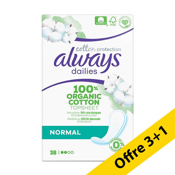 Offre : 4x Always Dailies Cotton Protection protège-slip normal (38 pièces) SAL01179 - 1