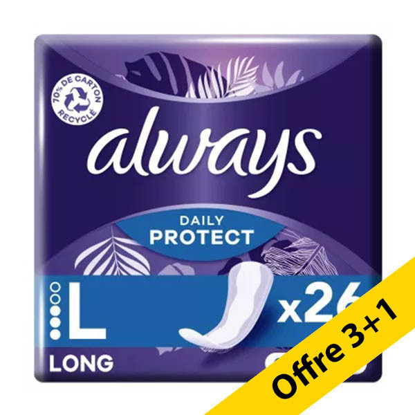 Offre : 4x Always Daily Protect protège-slip long (26 pièces) SAL01181 - 1