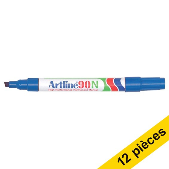 Offre : 12x Artline 90 marqueur permanent (2 - 5 mm biseautée) - bleu 360637 - 1