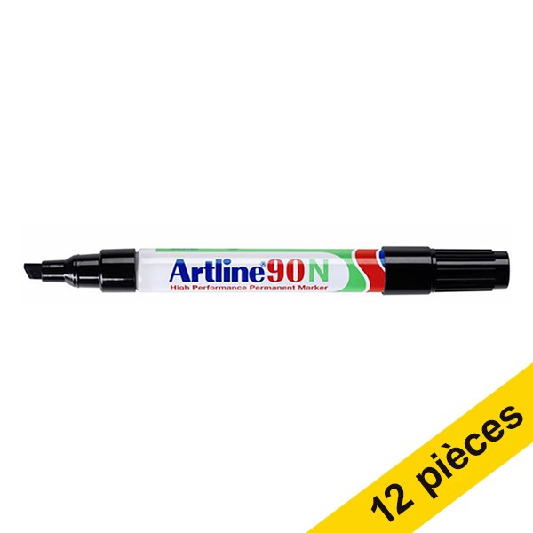 Offre : 12x Artline 90 marqueur permanent (2 - 5 mm biseautée) - noir 360553 - 1