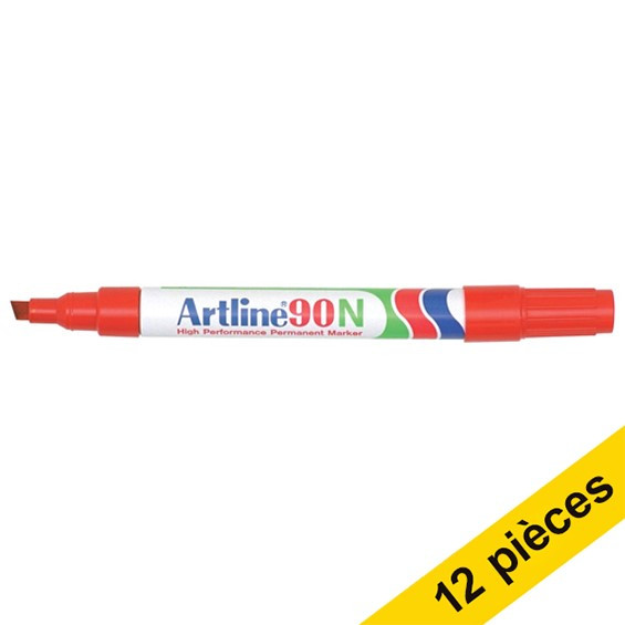 Offre : 12x Artline 90 marqueur permanent (2 - 5 mm biseautée) - rouge 360635 - 1