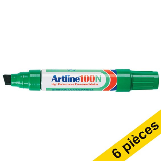 Offre : 6x Artline 100 marqueur permanent (7,5 - 12 mm biseautée) - vert 238919 - 1