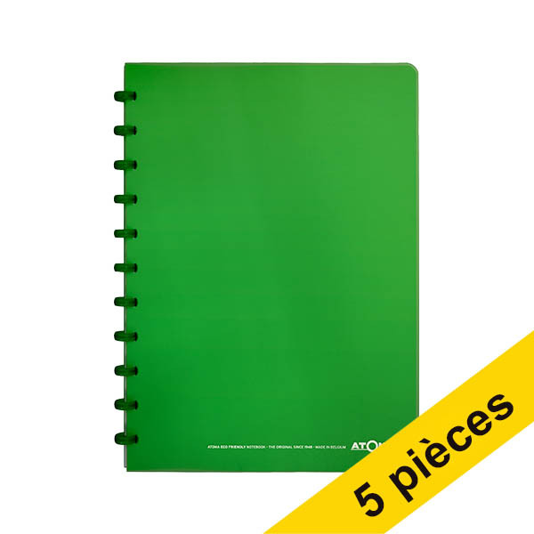 Offre : 5x Atoma Trendy cahier ligné A4 72 feuilles - vert transparent 405309 - 1