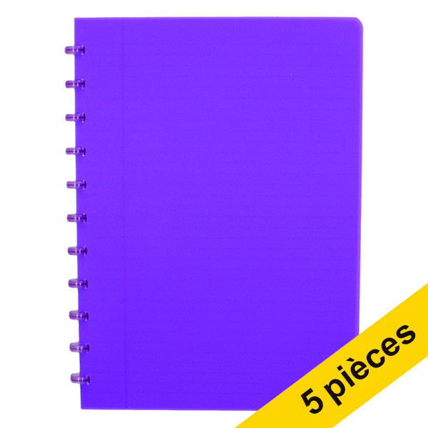 Offre : 5x Atoma Trendy cahier ligné A4 72 feuilles - violet transparent 405311 - 1