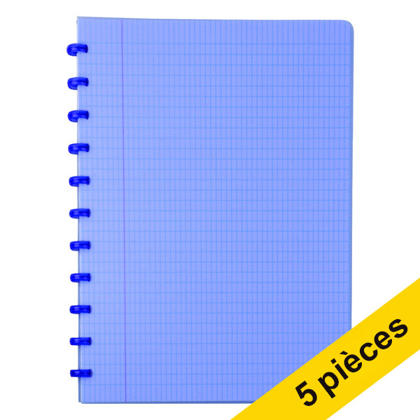 Offre : 5x Atoma Trendy cahier quadrillé A4 72 feuilles (4 x 8 mm) - bleu transparent 405318 - 1