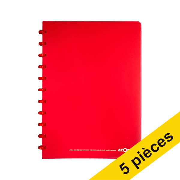 Offre : 5x Atoma Trendy cahier quadrillé A4 72 feuilles (4 x 8 mm) - rouge transparent 405320 - 1