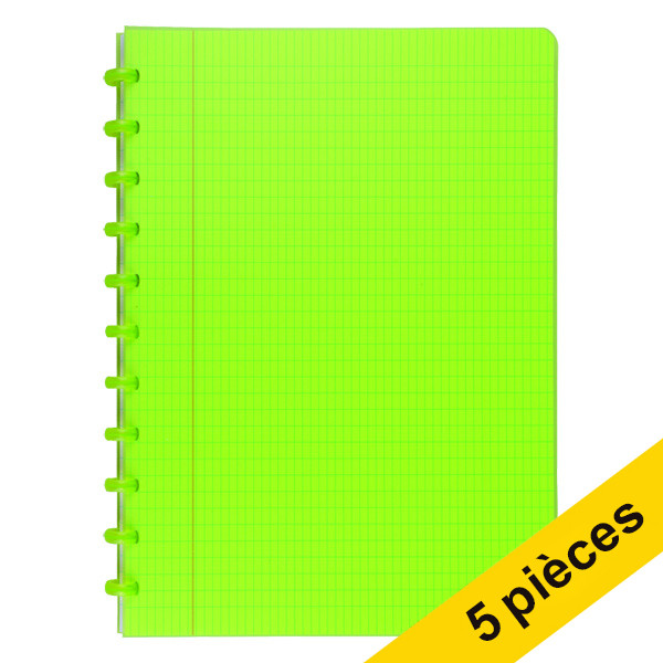 Offre : 5x Atoma Trendy cahier quadrillé A4 72 feuilles (4 x 8 mm) - vert transparent 405319 - 1