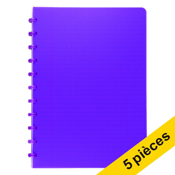 Offre : 5x Atoma Trendy cahier quadrillé A4 72 feuilles (4 x 8 mm) - violet transparent 405321 - 1