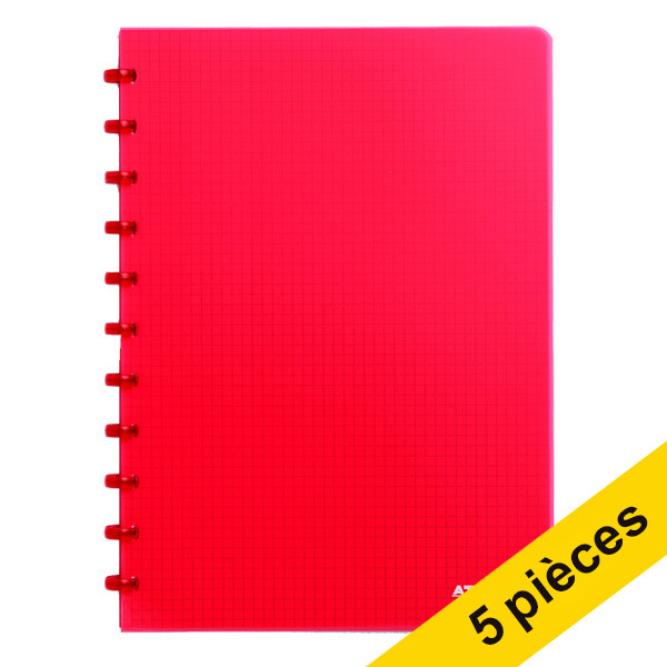 Offre : 5x Atoma Trendy cahier quadrillé A4 72 feuilles (5 mm) - rouge transparent 405315 - 1