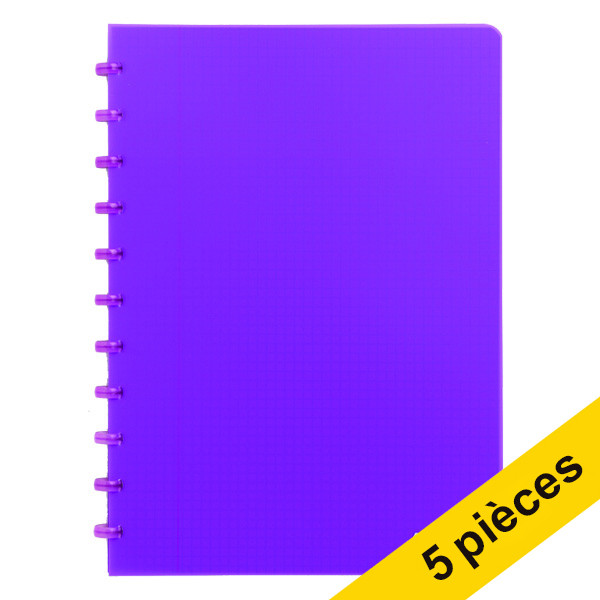 Offre : 5x Atoma Trendy cahier quadrillé A4 72 feuilles (5 mm) - violet transparent 405316 - 1