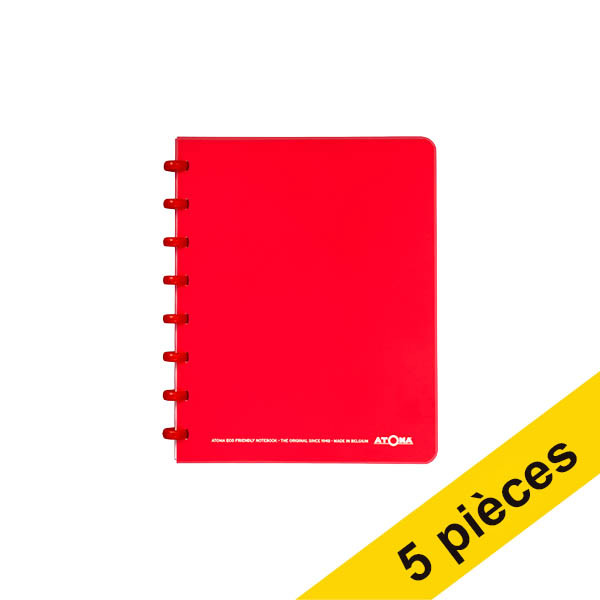 Offre : 5x Atoma Trendy cahier quadrillé A5 72 feuilles (4 x 8 mm) - rouge transparent 405305 - 1