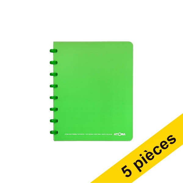 Offre : 5x Atoma Trendy cahier quadrillé A5 72 feuilles (4 x 8 mm) - vert transparent 405304 - 1