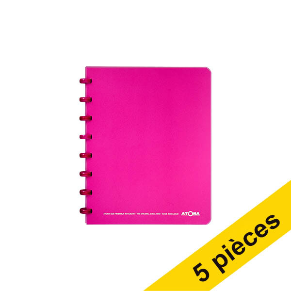 Offre : 5x Atoma Trendy cahier quadrillé A5 72 feuilles (4 x 8 mm) - violet transparent 405306 - 1