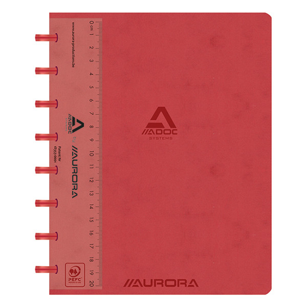 Aurora Adoc cahier ligné avec règle A5 72 feuilles - rouge 330082 - 1