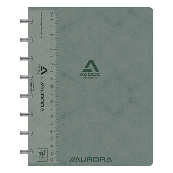 Aurora Adoc cahier quadrillé avec règle A5 72 feuilles (5 mm) - gris 330083 - 1