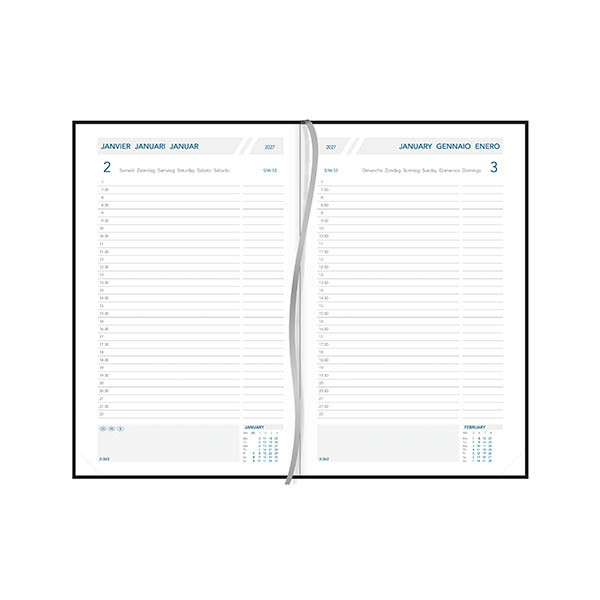 Aurora Daily Florence agenda journalier 2027 avec répartition par demi-heure (1 jour par page) 6 langues - bordeaux 440138 - 2