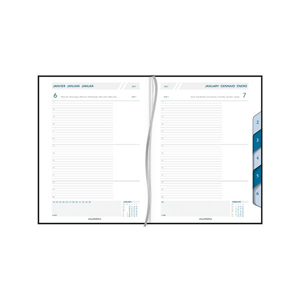 Aurora Largo de Luxe Florence agenda journalier 2027 avec répartition par heure (1 jour par page) 6 langues - bleu 440135 - 2