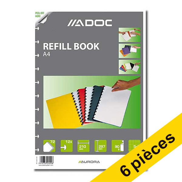 Offre : 6x Aurora Adoc recharge pour cahier A4 quadrillé 5 mm 72 feuilles 330115 - 1