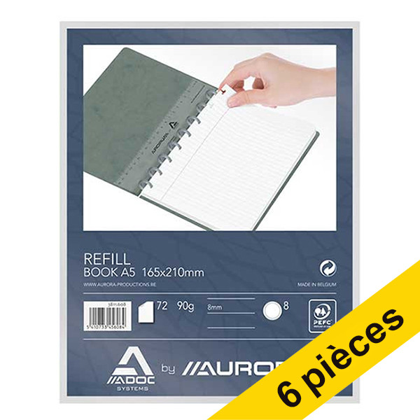 Offre : 6x recharge Aurora Adoc pour cahier ligné A5 72 feuilles 330112 - 1