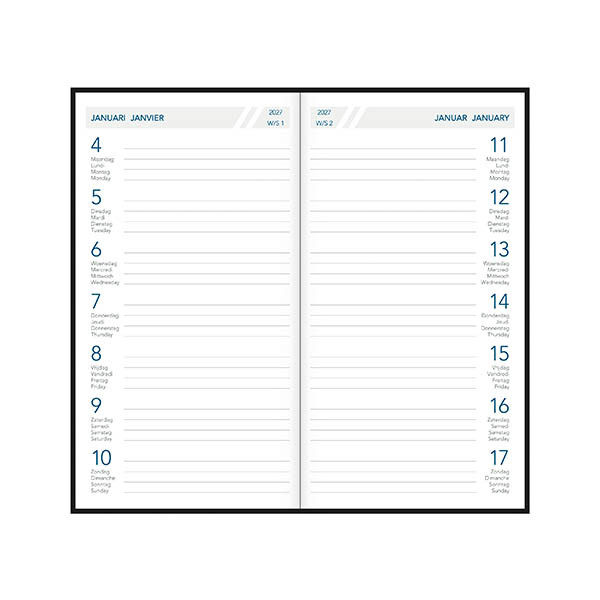 Aurora Timeplan Seta 2027 agenda semainier 2027 (1 semaine par page) 4 langues - vert 440169 - 2