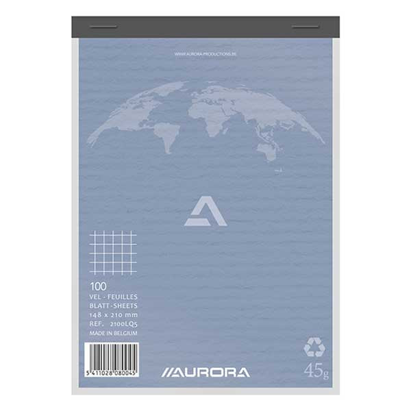 Aurora bloc de cours A5 quadrillé 5 mm 45 g/m² 100 feuilles 330056 - 1