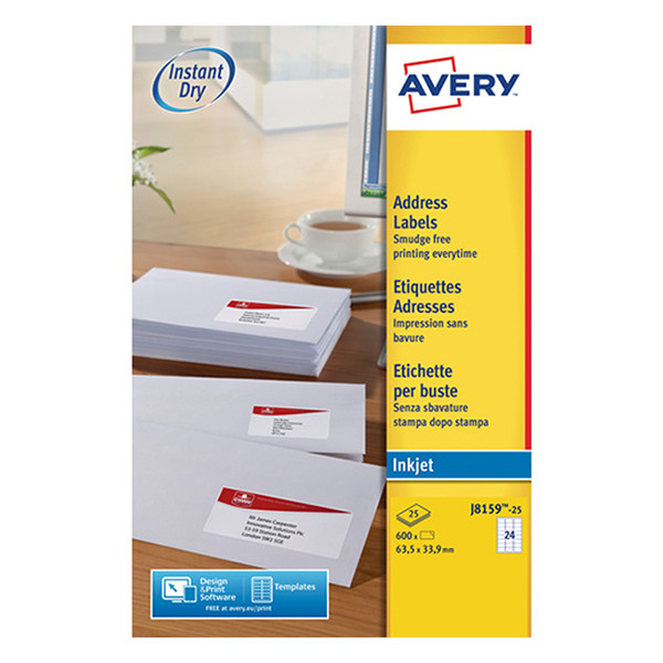 Avery étiquettes d'adresse J8159-25 | 600 pièces | 63,5 x 33,9 mm 212270 - 1