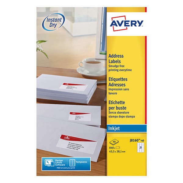 Avery étiquettes d'adresse J8160-40 | 840 pièces | 63,5 x 38,1 mm 212282 - 1