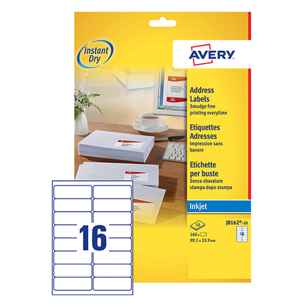 Avery étiquettes d'adresse J8162-10 | 160 pièces | 99,1 x 33,9 mm 212630 - 1