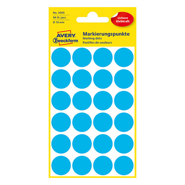 Avery Zweckform 3005 pastilles de couleur Ø 18 mm (96 étiquettes) - bleu 212366 - 1