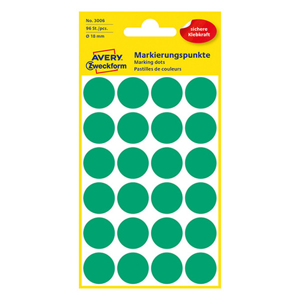 Avery Zweckform 3006 pastilles de couleur Ø 18 mm (96 étiquettes) - vert 212370 - 1