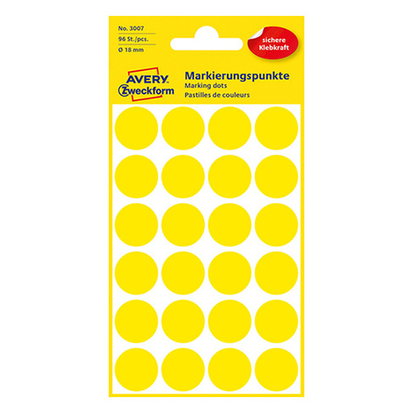 Avery Zweckform 3007 pastilles de couleur Ø 18 mm (96 étiquettes) - jaune 212374 - 1