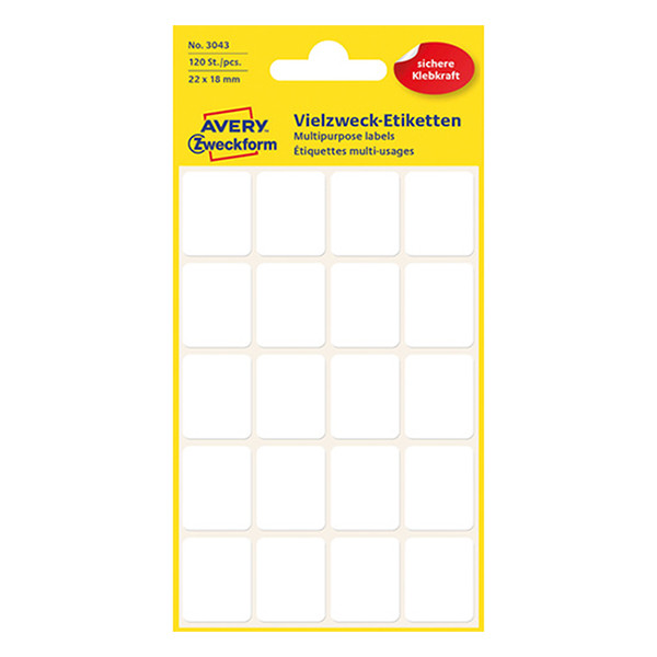 Avery Zweckform 3043 étiquettes multi-usages 22 x 18 mm (120 pièces) - blanc 212158 - 1