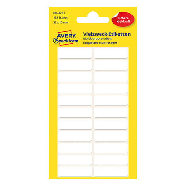 Avery Zweckform 3044 étiquettes multi-usages 32 x 10 mm (132 pièces) - blanc 212166 - 1