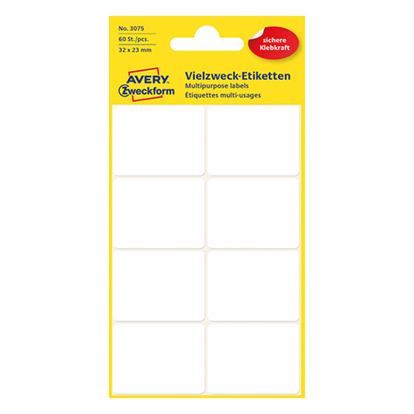 Avery Zweckform 3075 étiquettes multi-usages 32 x 23 mm (60 pièces) - blanc 212170 - 1