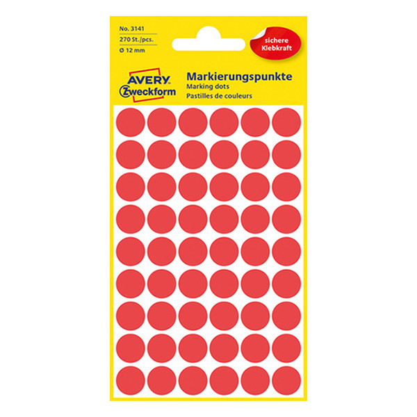 Avery Zweckform 3141 pastilles adhésives Ø 12 mm (270 pièces) - rouge 212342 - 1