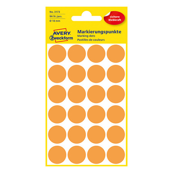 Avery Zweckform 3173 pastilles de couleur Ø 18 mm (96 étiquettes) - orange clair 212384 - 1