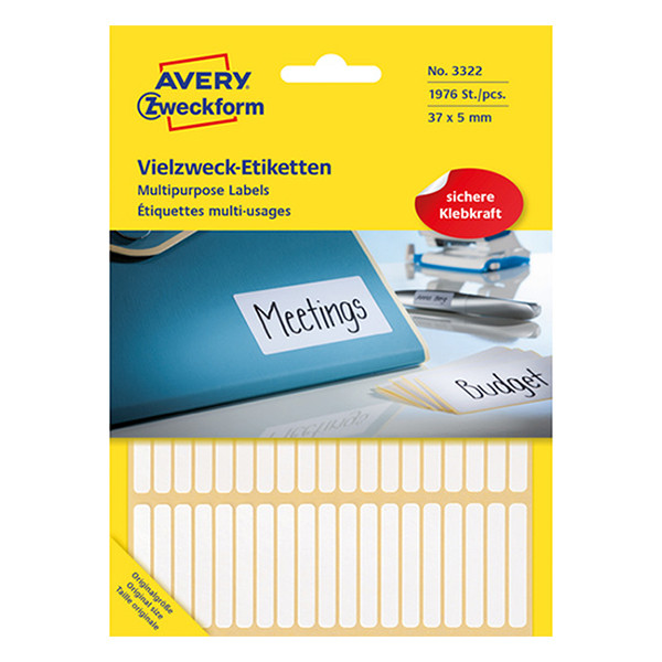 Avery Zweckform 3322 étiquettes multi-usages 37 x 5 mm (1976 pièces) - blanc 212174 - 1
