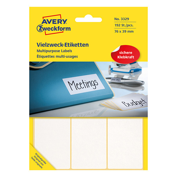 Avery Zweckform 3329 étiquettes multi-usages 76 x 39 mm (192 pièces) - blanc 212210 - 1
