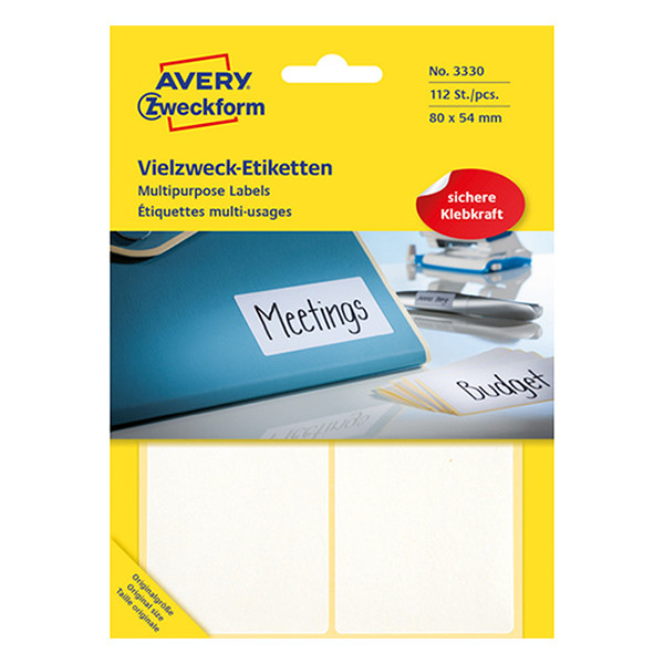 Avery Zweckform 3330 étiquettes multi-usages 80 x 54 mm (112 pièces) - blanc 212212 - 1