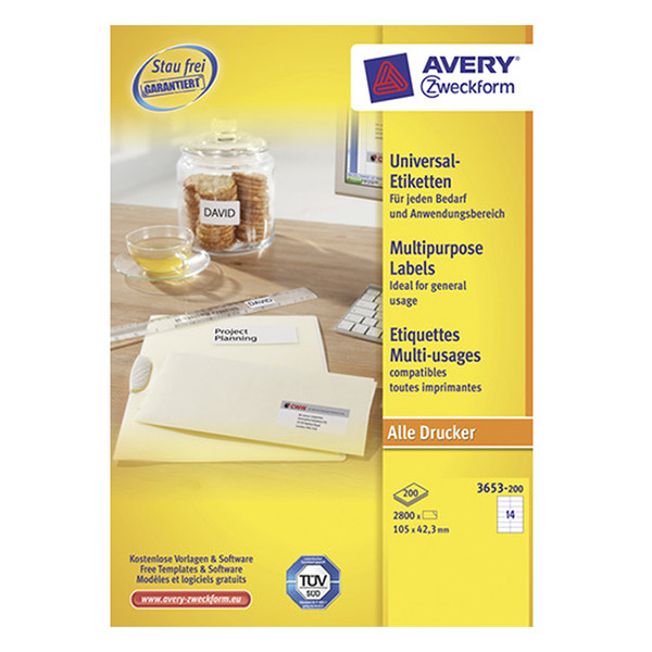Avery Zweckform 3653-200 étiquettes multi-usages 105 x 42,3 mm (2800 étiquettes) 212486 - 1